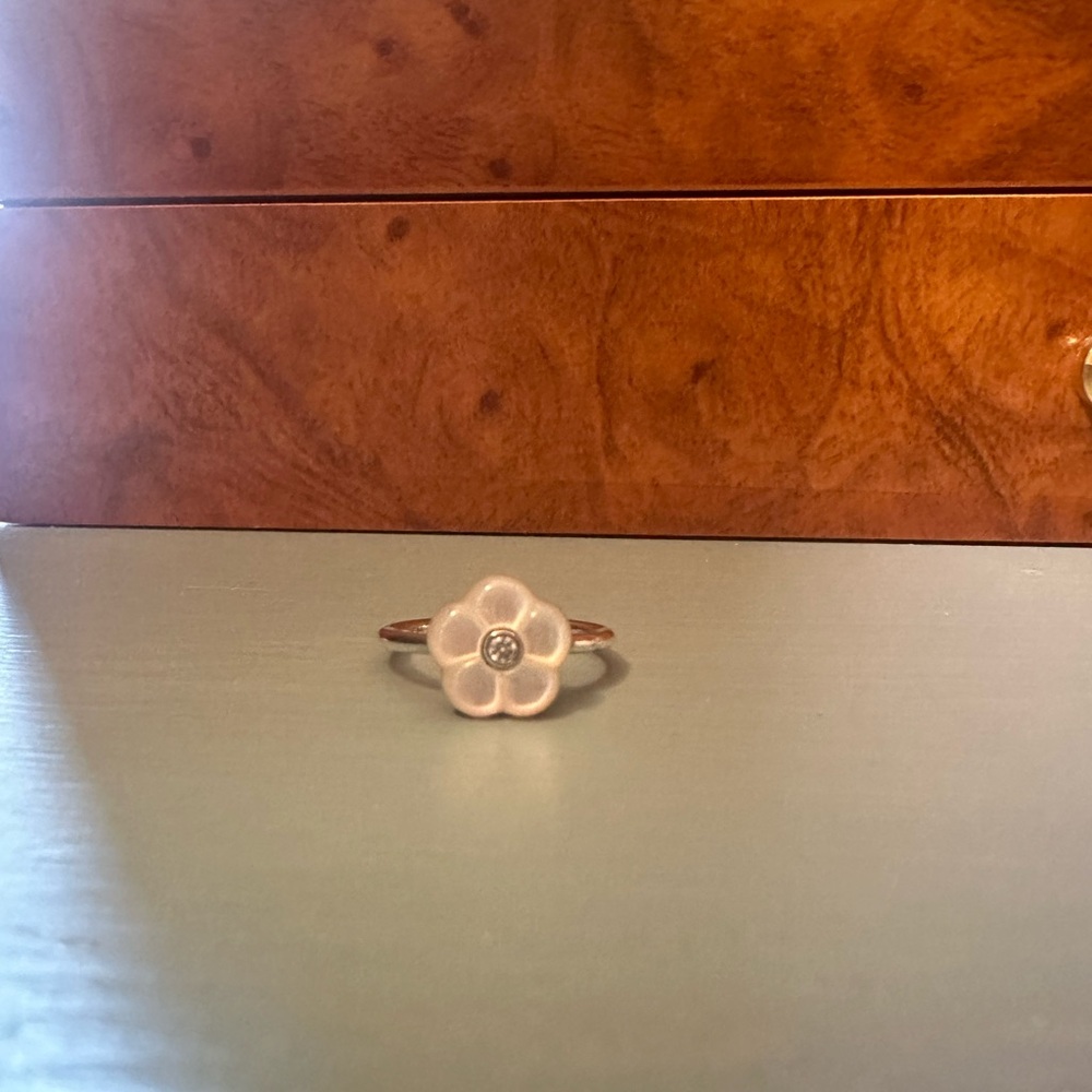 Pandora White Flower Sterling Silver Ring